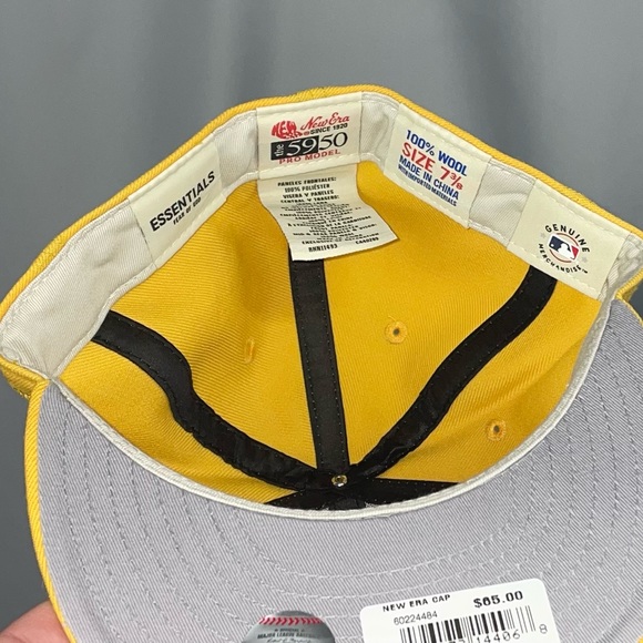 New 7 3/8 Fear Of God New Era Baseball Fitted Hat Cap Yellow Cream Essentials - Picture 3 of 3